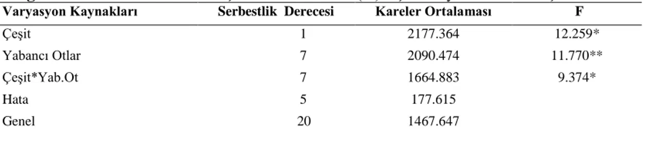 Çizelge 4. 1.  Laboratuvar ortamında çimlenme oranlarına (%) ilişkin varyans analiz sonuçları 