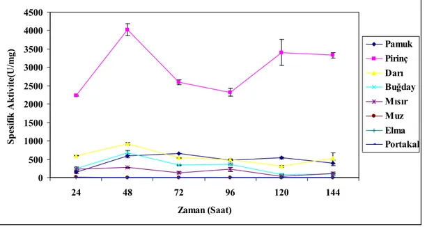 Şekil 4.1. α-Amilaz üretimine uygun substratın etkisi 
