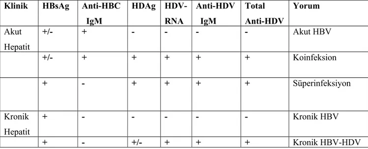 Tablo   2. HDV infeksiyonunda serolojik tanı