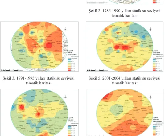 Şekil 3. 1991-1995 yılları statik su seviyesi  tematik haritası 