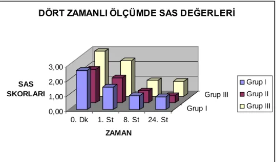Grafik 5: 0. dk, 1. ,8. ve 24. saatlerdeki SAS değerleri 