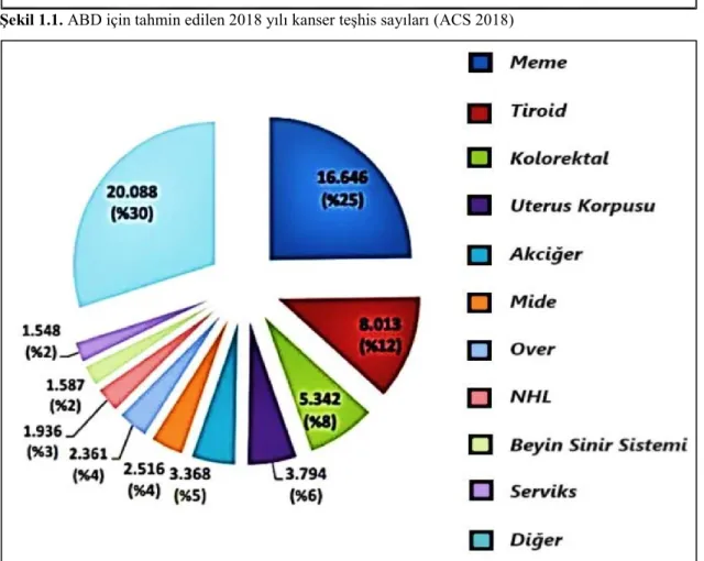 Şekil 1.2. 2014 yılı Türkiye kanser istatistikleri (KDB 2014) 