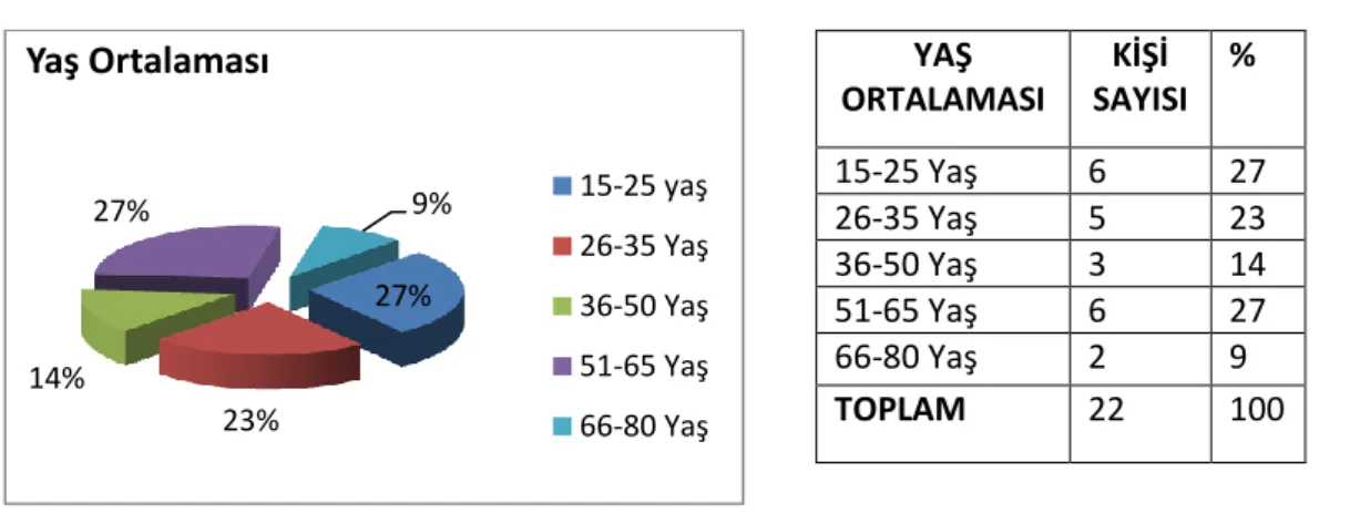Çizelge 4.1. Yaş ortalaması