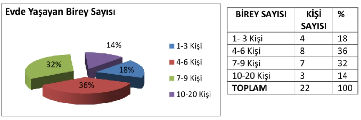 Çizelge 4.5. Evde yaşayan birey sayısı