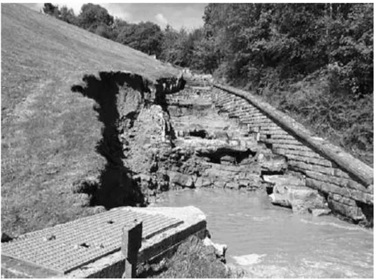 Figure 2.16. Flood event of June 2005 that resulted spillway damage at Boltby reservoir [4]