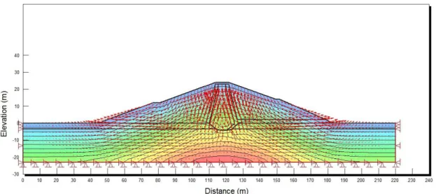 Figure 5.4. deformation direction for Shauger dam (magnified). 