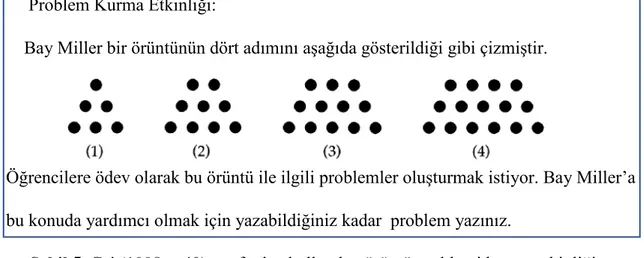 Şekil 5. Cai (1998: s.40) tarafından kullanılan örüntü problemi kurma etkinliği 