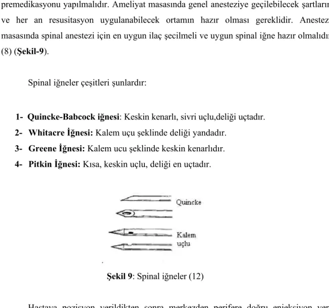 Şekil 9: Spinal iğneler (12)