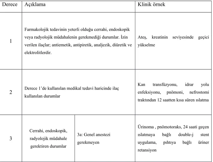 Tablo 3: Modifiye Clavien komplikasyon derecelendirme sistemi