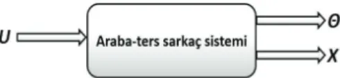 Şekil 3. Tek giriş-çok çıkışlı araba-ters sarkaç  sistemi 