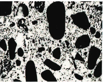 Fig 2.1 show that the typical concrete sample, which is composite materials, is occured  sand and gravel are combined with the matrix (cement)