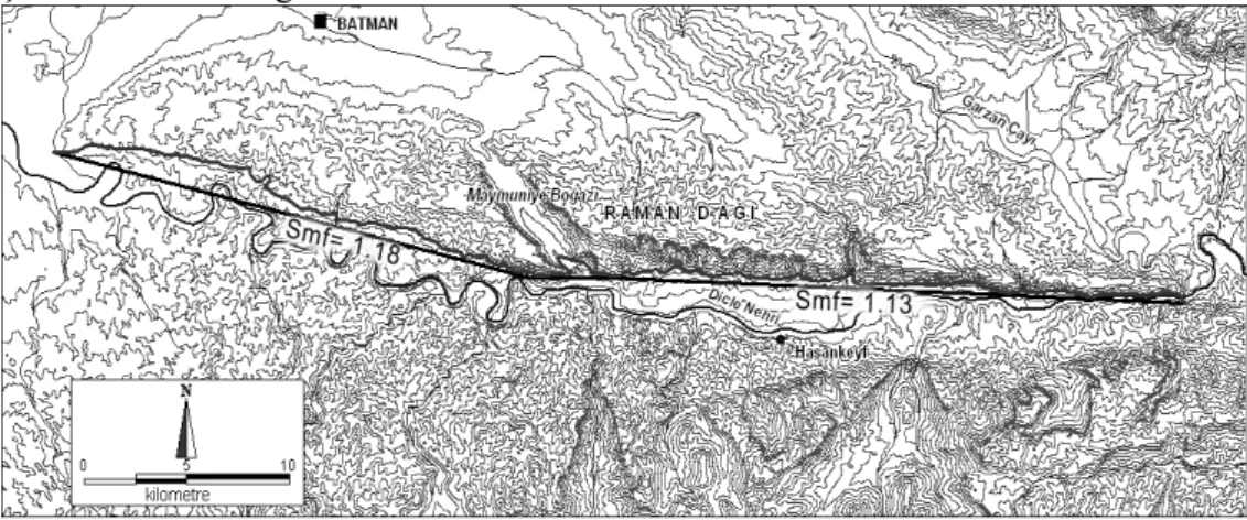 Şekil .5.  Raman Dağı güneyinde dağ cephesi eğrilik oranları 