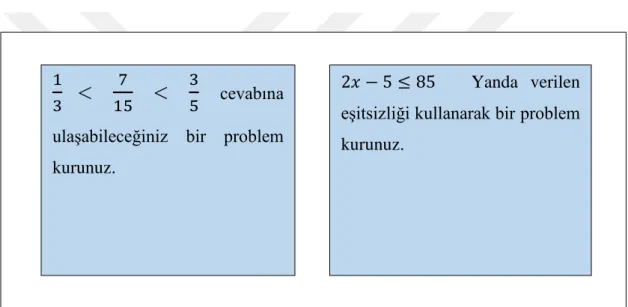 Şekil 2.4. Yarı-yapılandırılmış problem kurma durumlarına örnek problem kurma 