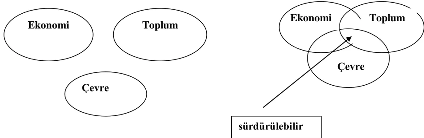 Şekil 2: Toplulukları oluşturan ekonomi, toplum ve çevre bileşenleri 