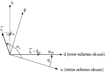 ġekil 3.6 SMSM ‟un ve rotor akımı uzay fazörleri ve uyarma akısı [27, 41] 