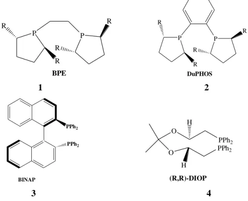 Figure 2.1 Several important examples of chiral phosphines 