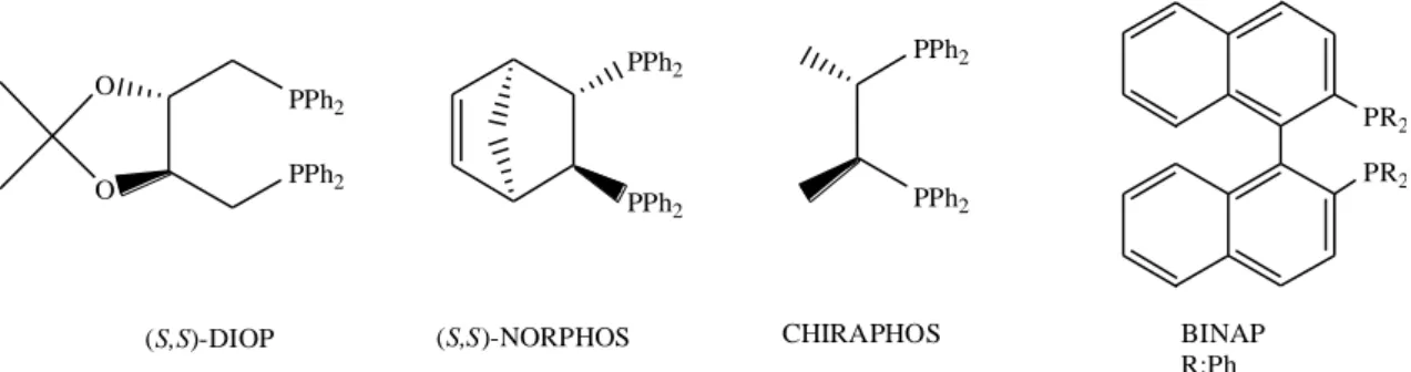 Figure 1.1 Several phosphorus based bidentate ligands used in asymmetric transfer hydrogenation 