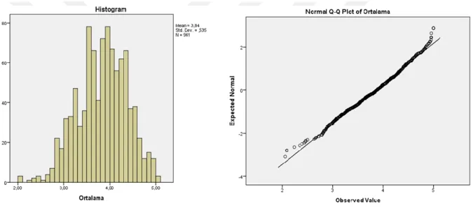 Şekil 5. Histogram ve Q-Q grafiği 