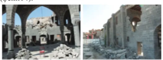 Şekil 14. Ermeni Katolik Kilisesinde çöken üst  örtü ve kısmi duvar yıkılmaları 