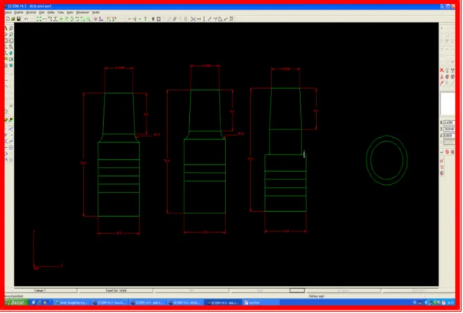 Şekil 9. Paslanmaz çelik day modellerinin bilgisayar programı ile çizimi