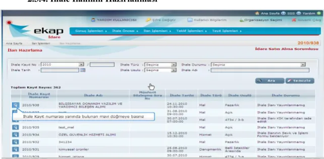 Şekil 2.6: İlan hazırlama  Kaynak:  https://ekap.kik.gov.tr 