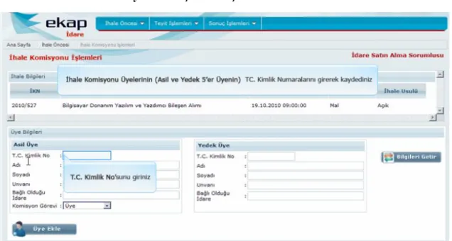 Şekil 2.8: İhale Komisyonu İşlemleri  Kaynak:  https://ekap.kik.gov.tr 