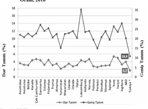 Şekil 4:   OECD  Ülkelerinde  BİT  İstihdamının  Toplam  İstihdama  Oranı, 2010 