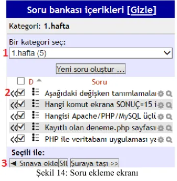 ġekil 14: Soru ekleme ekranı 