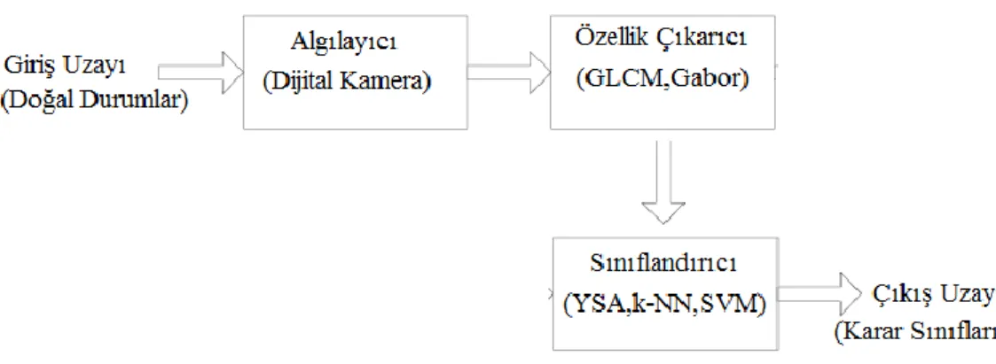 Şekil 3.1. Tez kapsamında kullanılan örüntü tanıma sistemi 