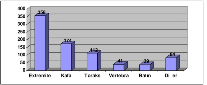 Tablo 10:Yaralanma bölgelerinin dağılımı