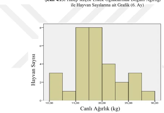 ġekil 4.14. Halep Keçisi Dişi Oğlaklarında Doğum Ağırlığı ile  Hayvan Sayılarına ait Grafik (6