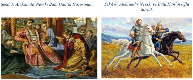Şekil 3: Aleksandır Nevski Batu Han’ın Huzurunda  Şekil 4: Aleksandır Nevski ve Batu Han’ın oğlu  Sartak 