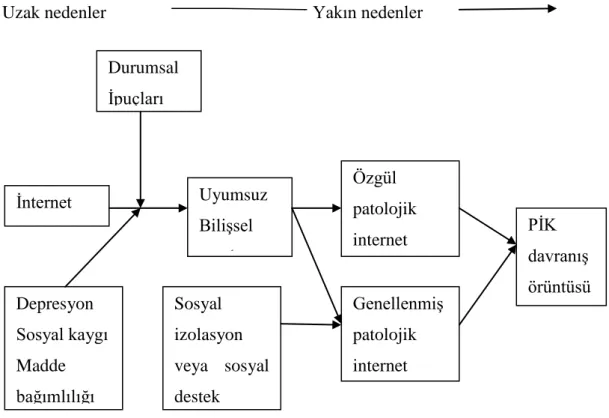 Şekil 2. Davis’in Bilişsel-Davranışsal Patolojik İnternet Kullanım Modeli 