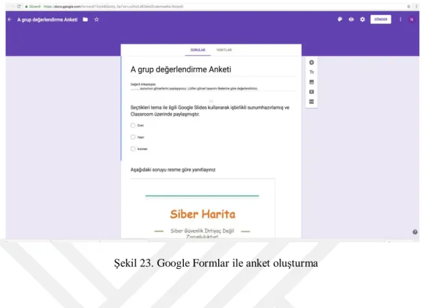 Şekil 23. Google Formlar ile anket oluşturma 