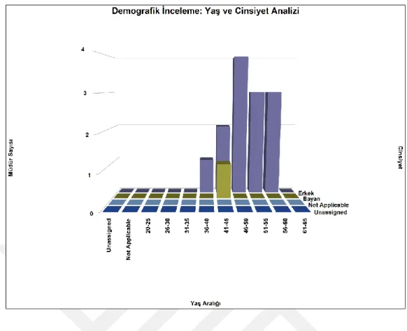 Şekil 1. Katılımcı müdürlere ait yaş ve cinsiyet analizleri 