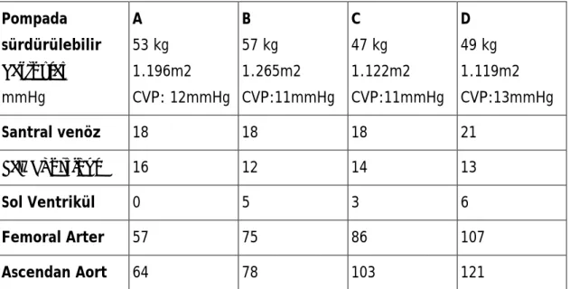 Tablo 6: Sürdürülebilir pompa debisi altında hemodinamik parametreler-2 