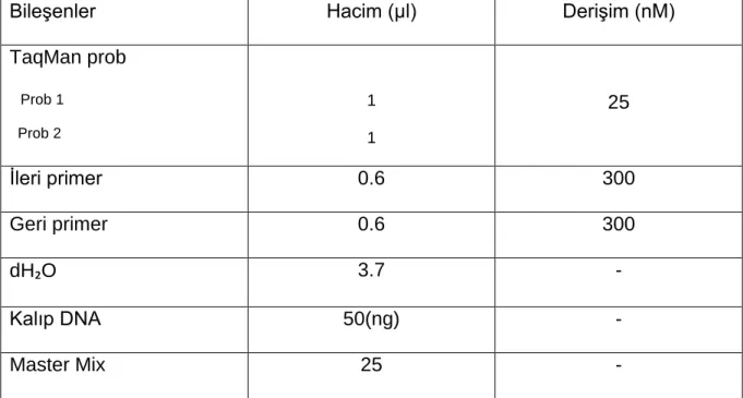 Tablo 4: RT- PCR’de kullanılan içerik. 