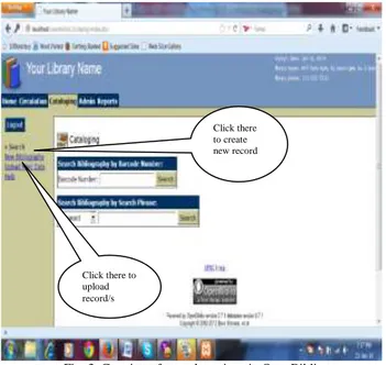 Fig. 3. Creation of records options in OpenBiblio 