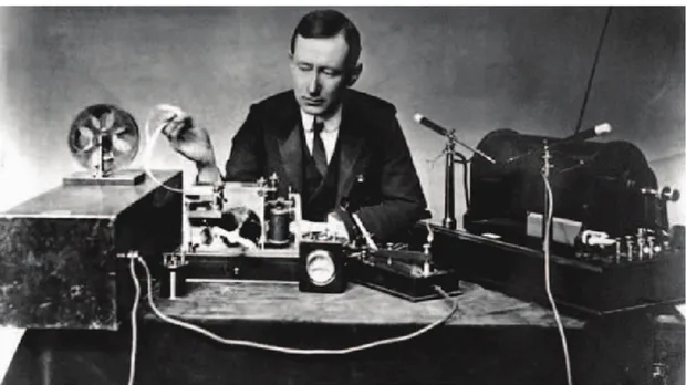 Figure  1.1. Marconi operating an apparatus similar to that used by him to transmit the  first wireless signal across the Atlantic in 1901
