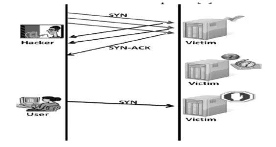 Figure 2 SYN Flood Attack  3.3.  DDoS Attack 