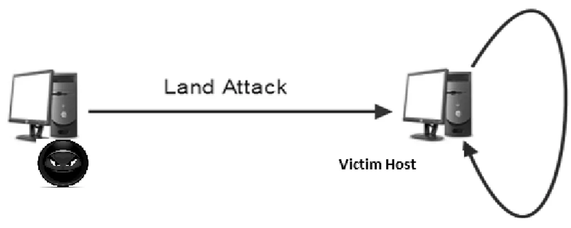 Figure 4 Land Attack (Local Area Network Denial)  1.1.1 Authentication request flood 