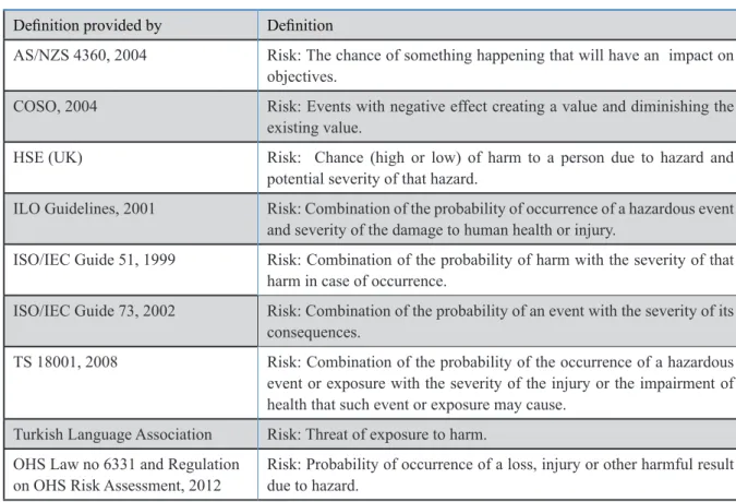 Table 1. Risk Definitions Definition provided by Definition