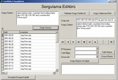 Şekil 4 - Sorgulama Editörü  