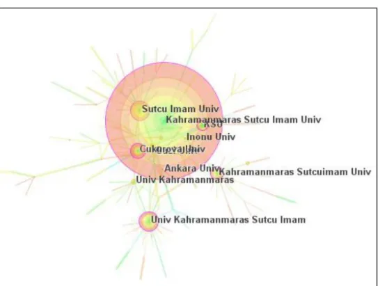 Figure 7: Collaboration map for Kahramanmaraş Sütçü İmam University with inaccurate affiliation information 