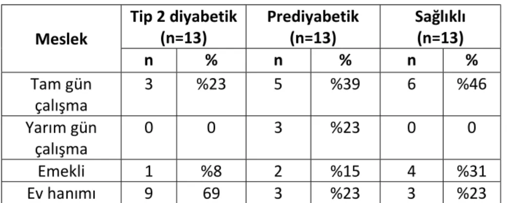 Tablo 4.3. Bireylerin mesleki durumları. 