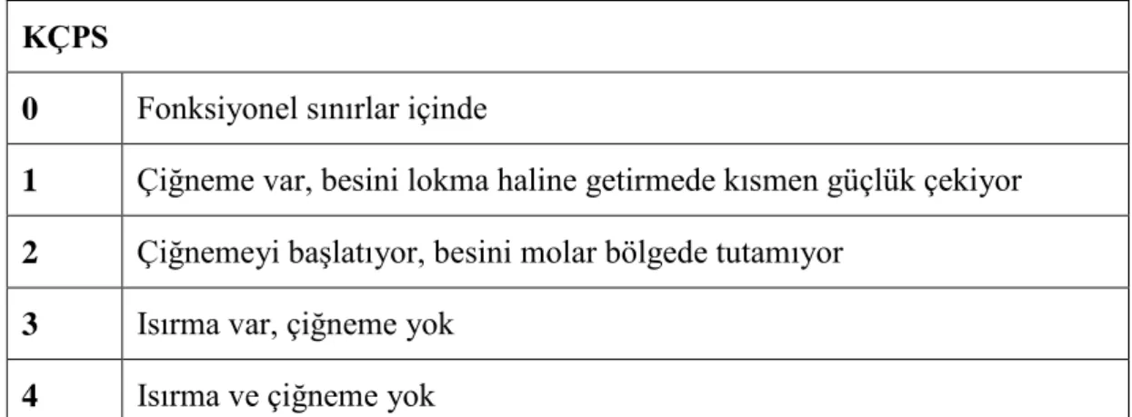 Tablo 3.1. KÇPS tablosu.  KÇPS 