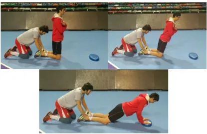 Şekil 3.10 Eksentrik Hamstring + Omuz poliometrik Egzersiz aşamaları 