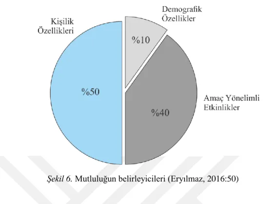 Şekil 6. Mutluluğun belirleyicileri (Eryılmaz, 2016:50) 