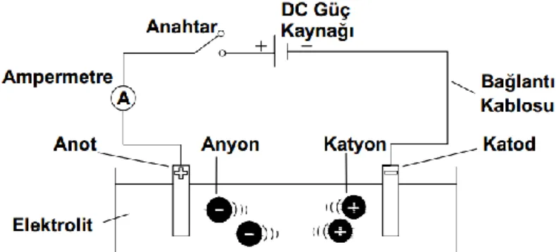 Şekil 1.1. Bir elektrolitik hücre modeli 