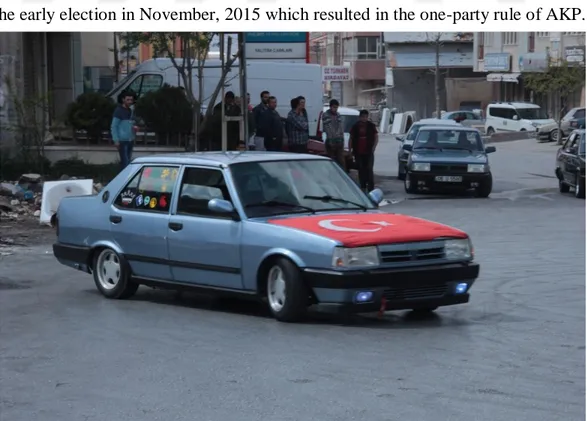 Figure 6 A Flag clad Tofaş in a drifting event in Siteler 